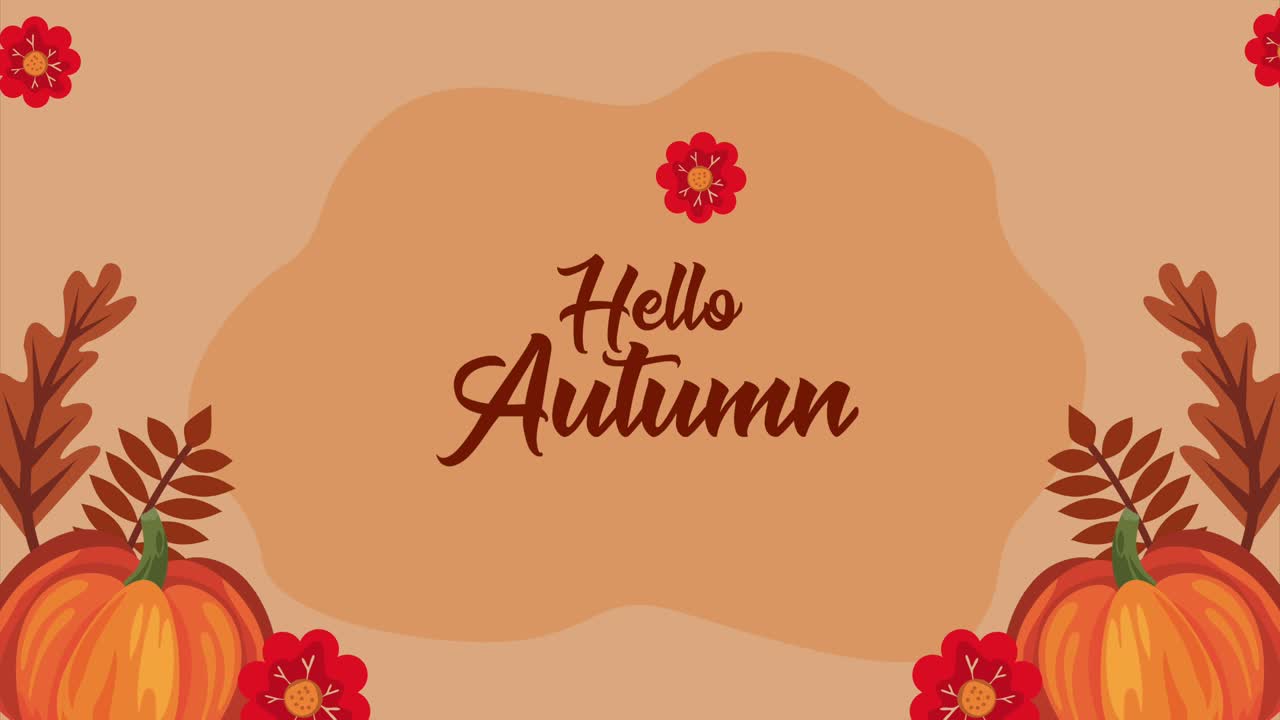 hello autumn lettering with