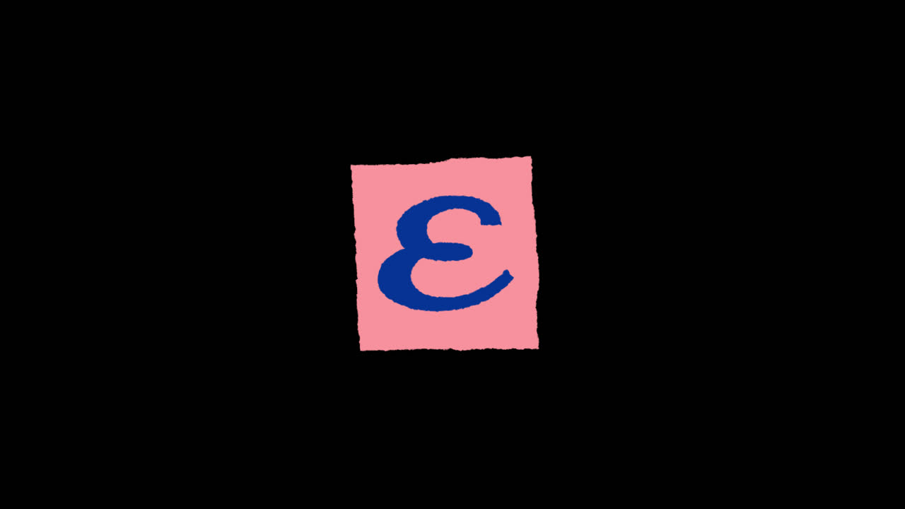 Pink Square with Blue Letter E
