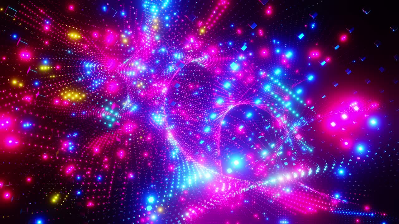 Un design colorato e astratto con colori vivaci e luci al neon. Animazione in loop