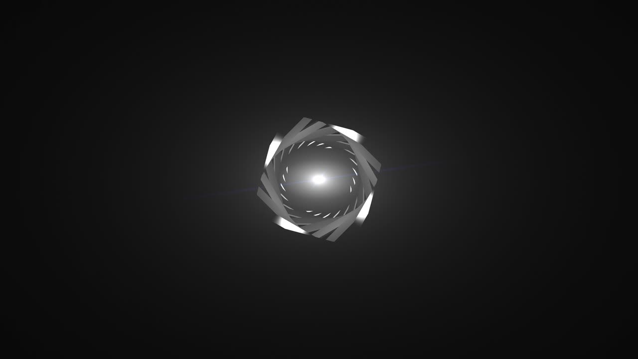 사각형 프레임의 나선형 회전으로 밝은 색 반점이 됩니다. 컴퓨터에서 생성된 추상적인 배경, 3d 렌더링