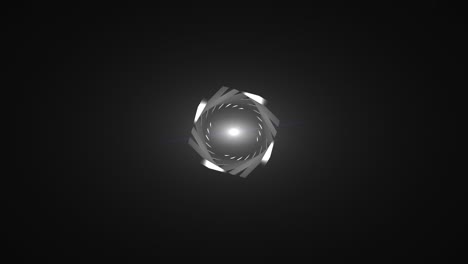 spiral twisting of a square frame into a light white spot. computer generated abstract background, 3d rendering