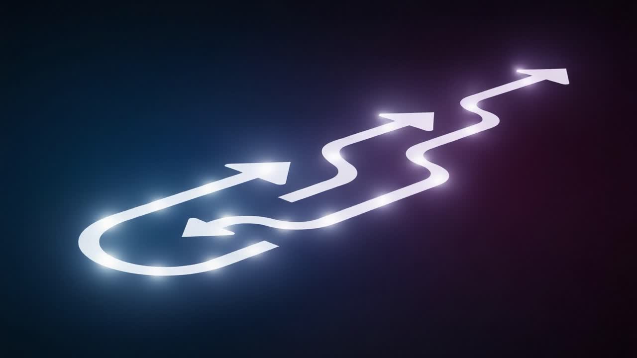 Dynamic Visual Representation of Arrows Conveying Progress and Direction in a Modern Abstract Art Style with a Futuristic Touch