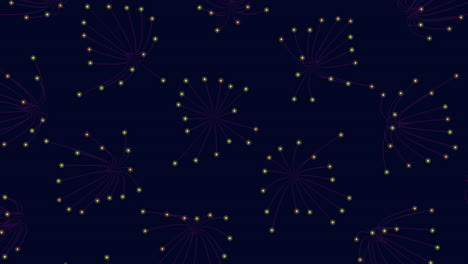 Futuristic squares in rows with neon dots