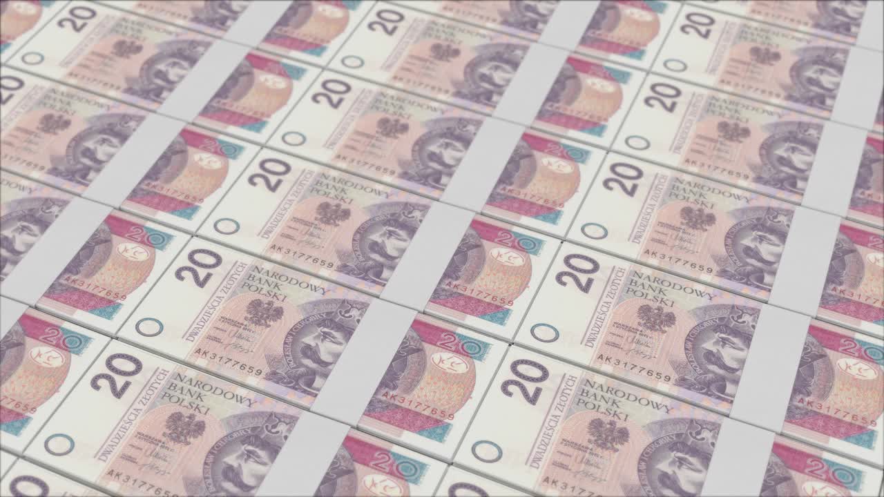 20 폴란드 슬로티 지폐는 돈 프레스에 의해 인쇄되었습니다.