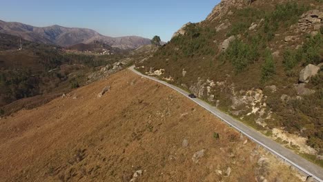 mountain car road aerial view