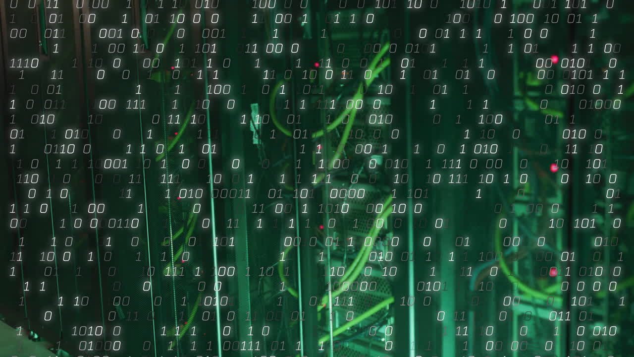 animación del procesamiento de datos en la sala de servidores