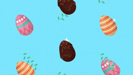 happy easter animated card with eggs painted pattern