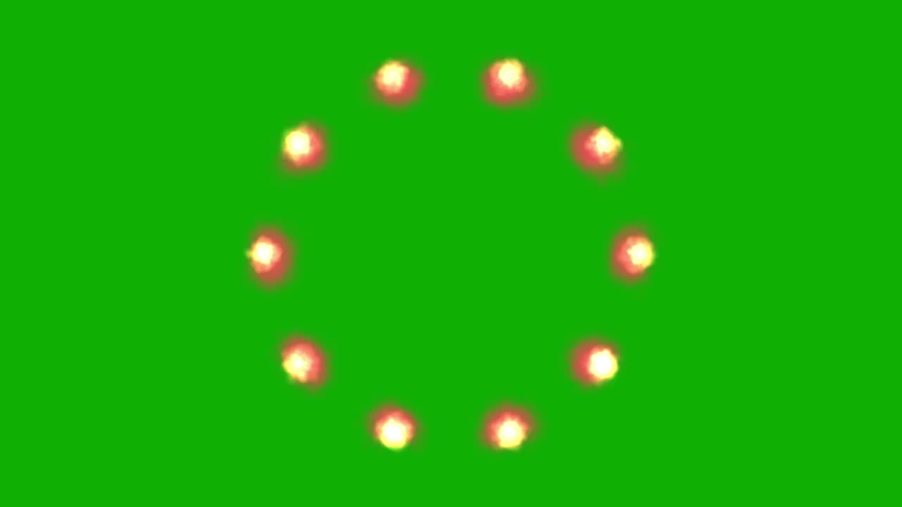 gráficos de movimiento de patrón circular de fuego con fondo de pantalla verde