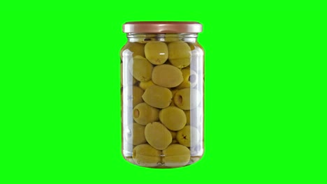 bank of olives on green screen for chroma key