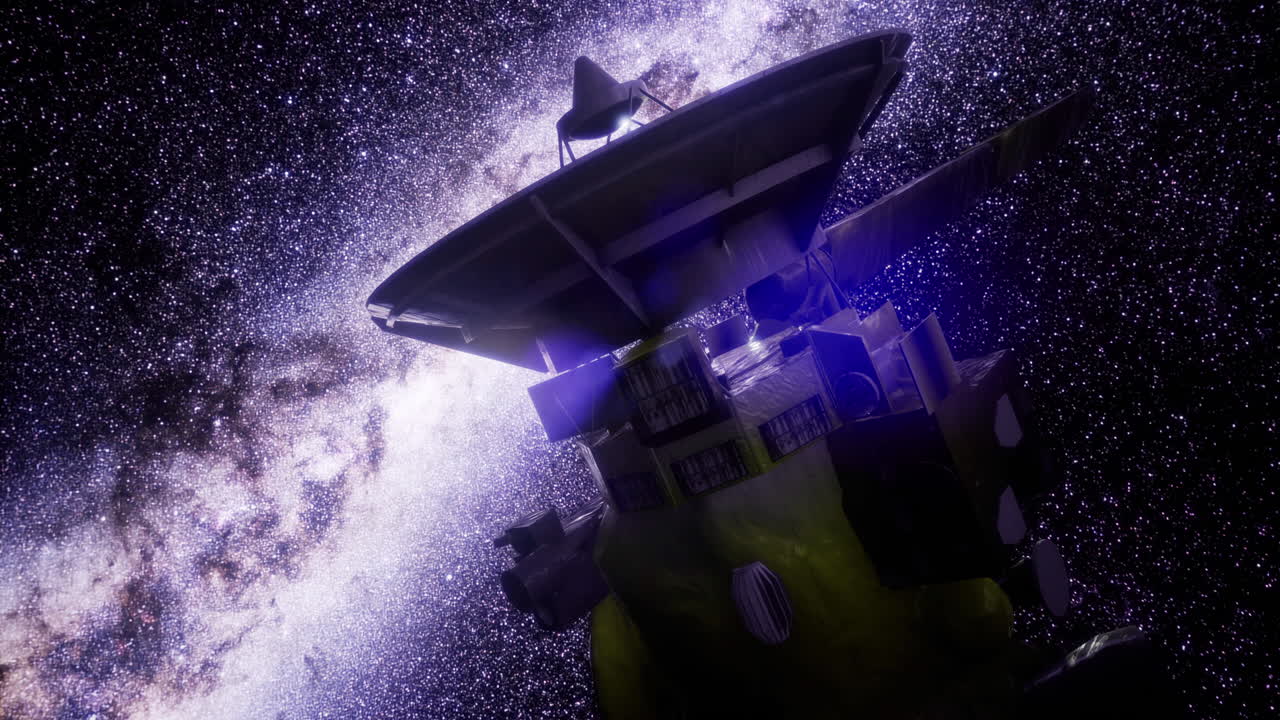 Cassini spacecraft exploring the wonders of deep space at night