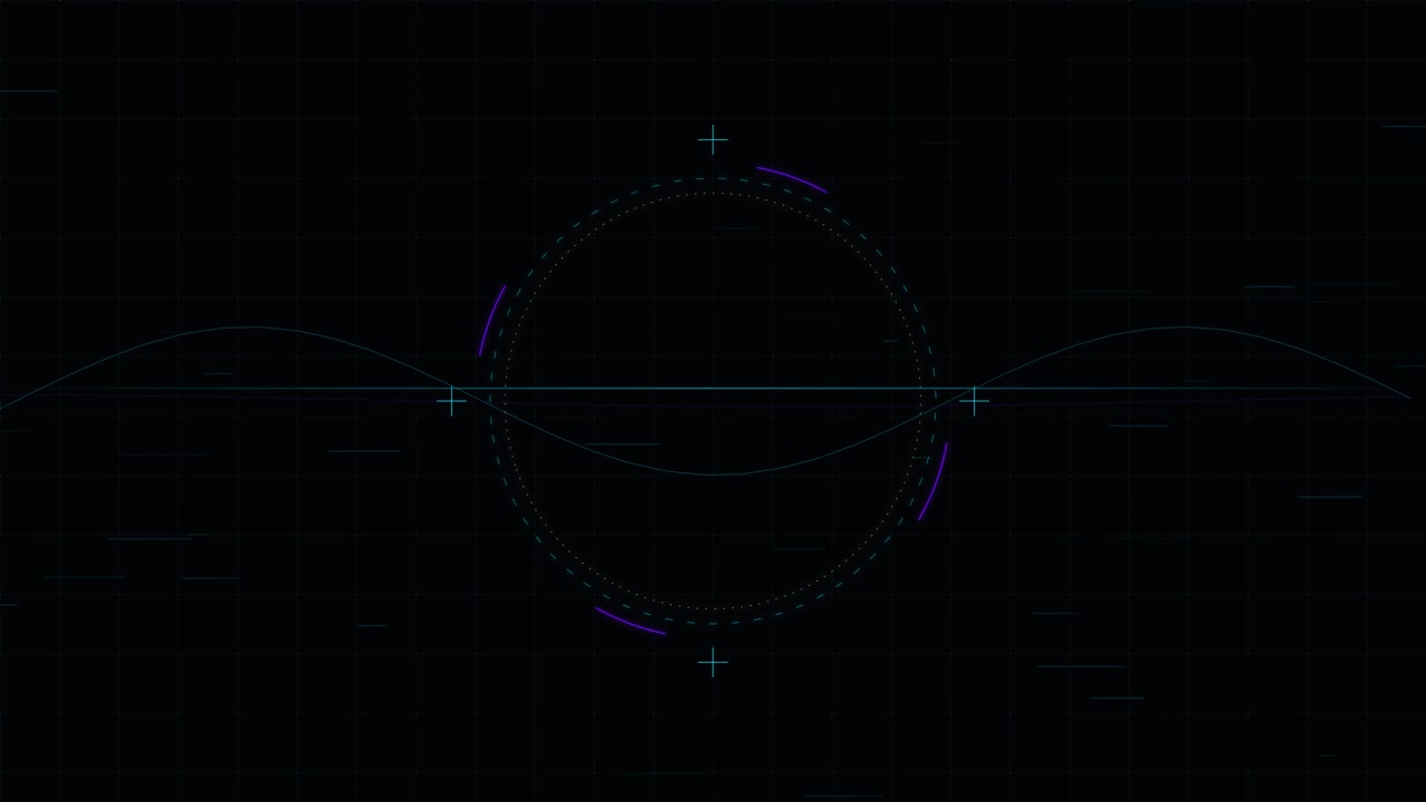 Interface Digital Abstrata com Elementos HUD Circulares Pulsantes.