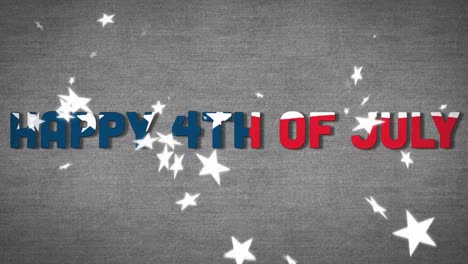 animation of fourth of july text with white stars and american flag