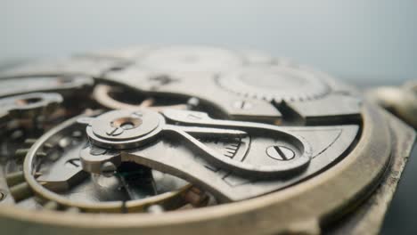 close-up of a vintage watch mechanism