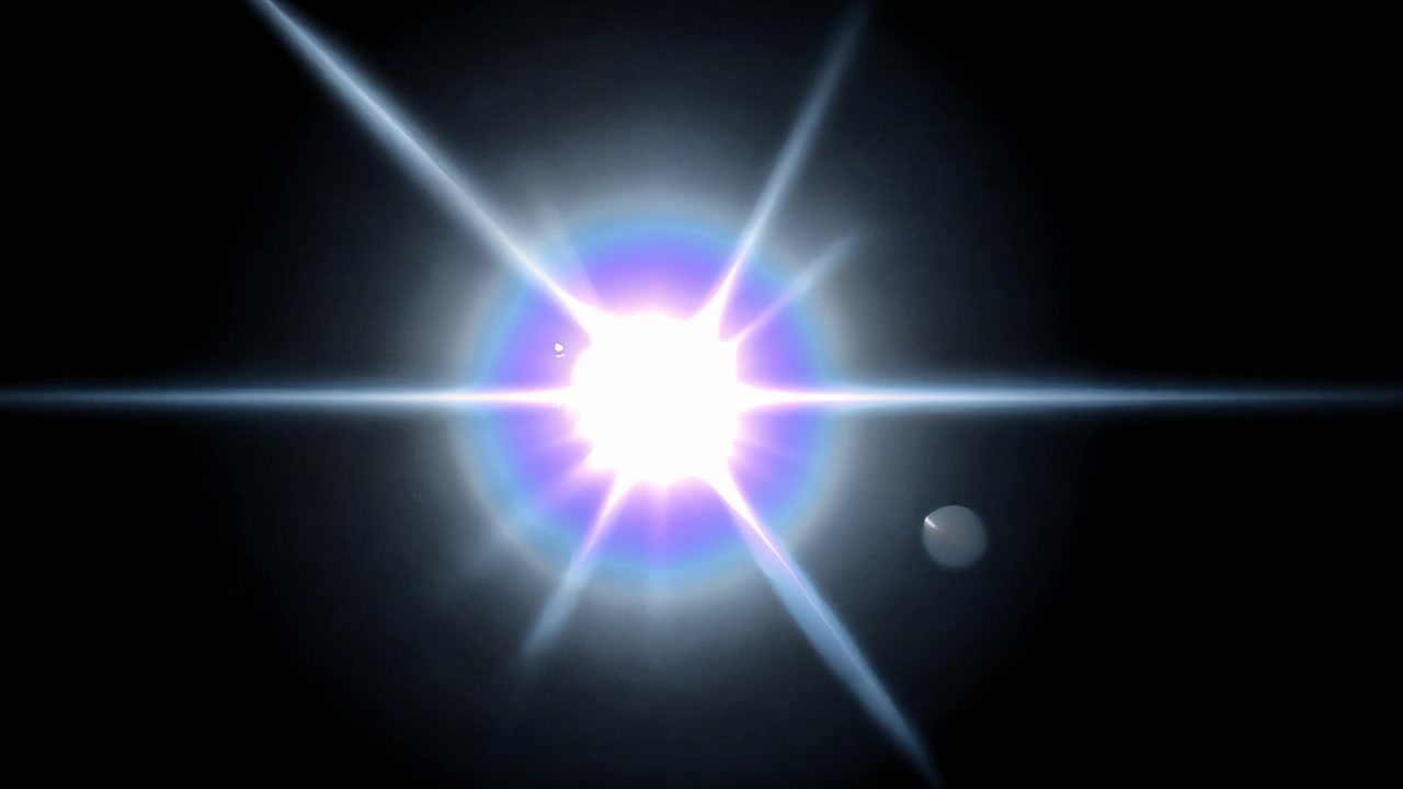 Effetto lens flare dinamico blu e viola su sfondo nero