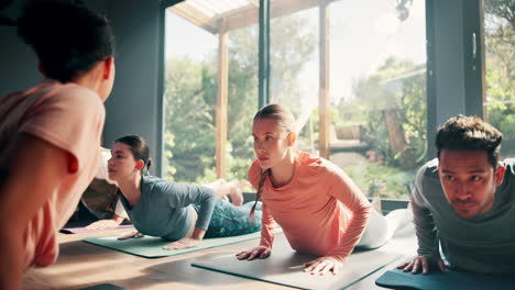 group yoga class in a studio