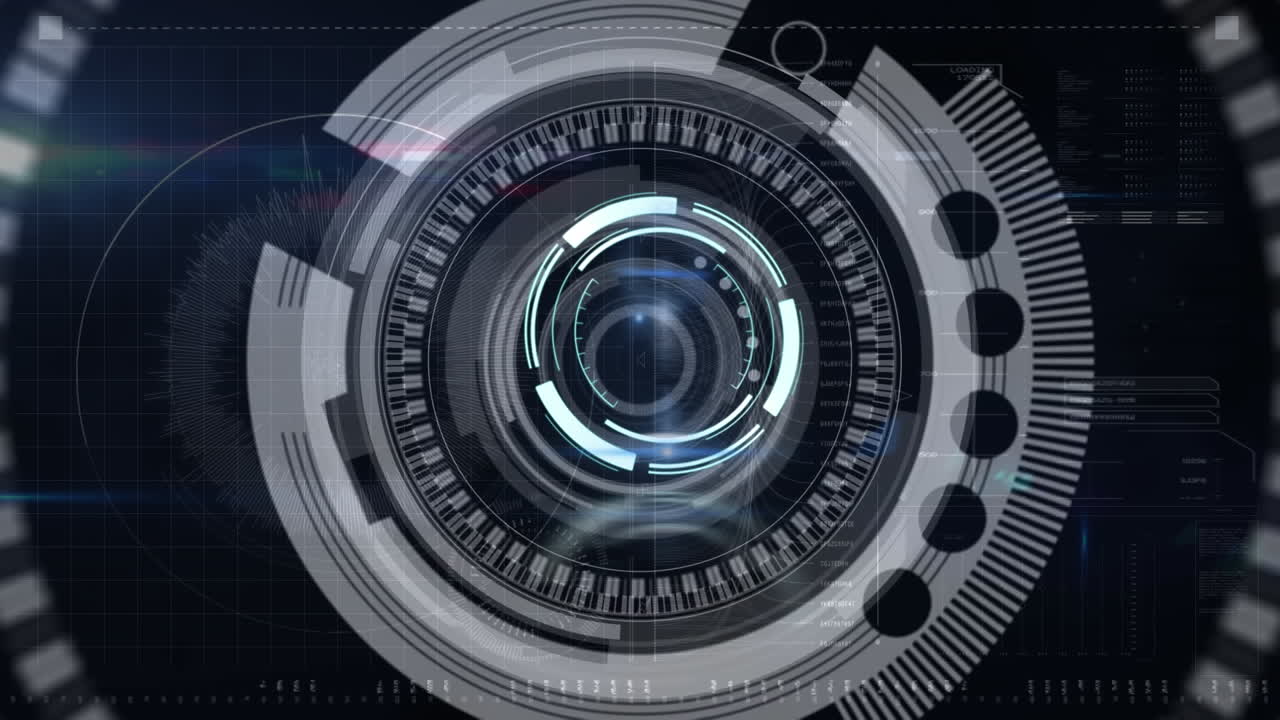 animación de escaneo de alcance y procesamiento de datos sobre fondo negro