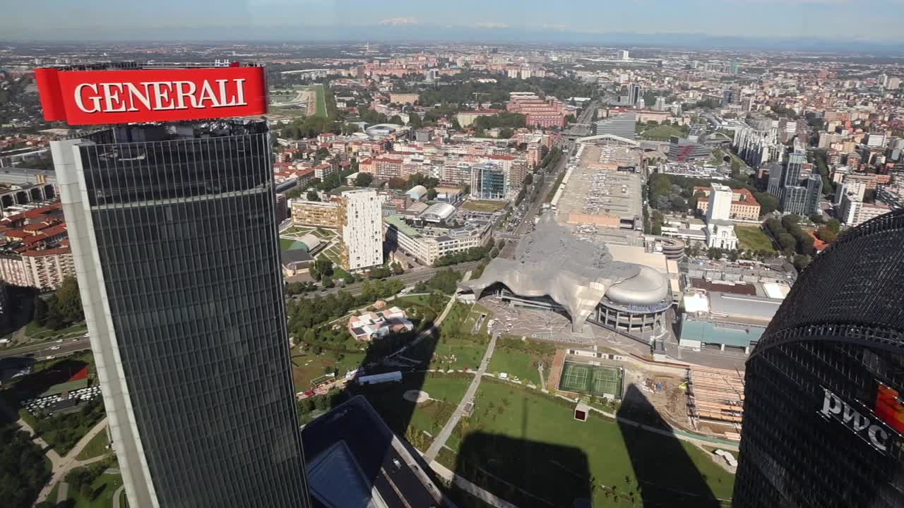 Milan september 10 2024 - panoramic view of Generali and PWC towers in city life Milano
