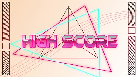 animation of high score text over light trails on white background