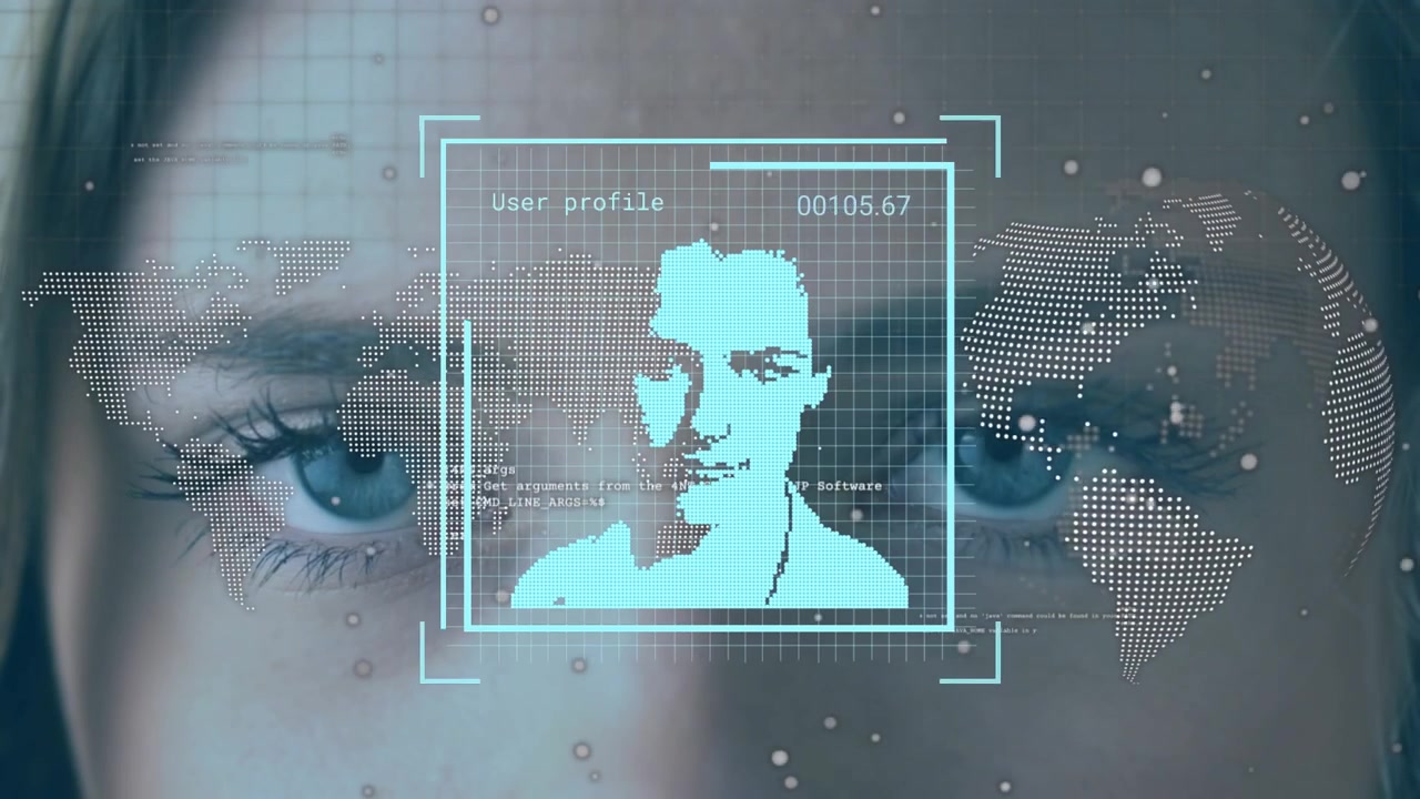 Animation of data processing over eyes