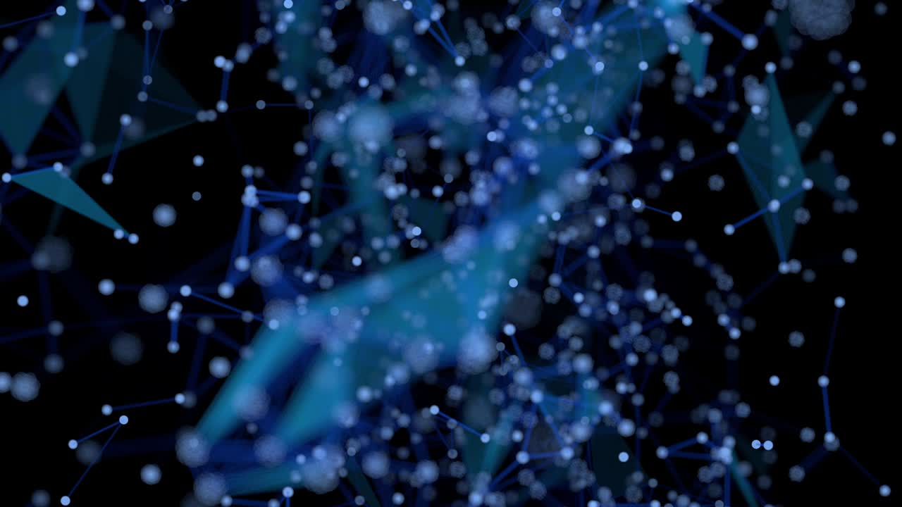 플렉서스 라인 및 점 입자 블록체인 루프 애니메이션