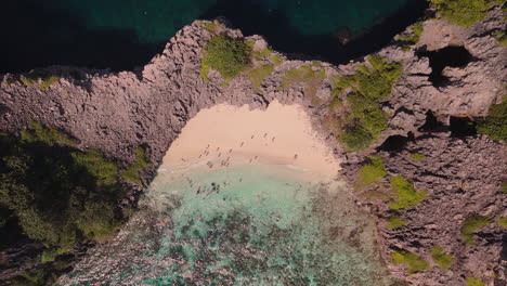 aerial view of a secluded beach cove