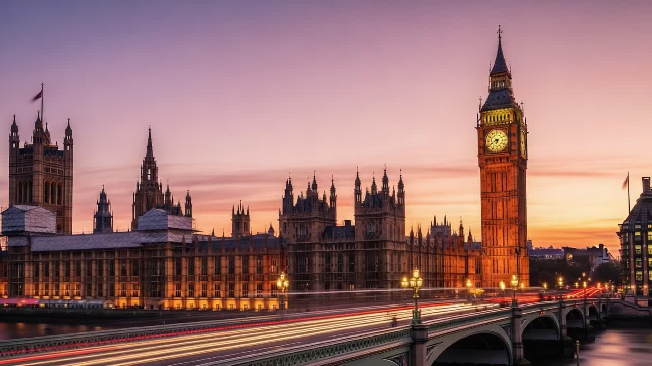 Big Ben e Palazzo di Westminster al crepuscolo