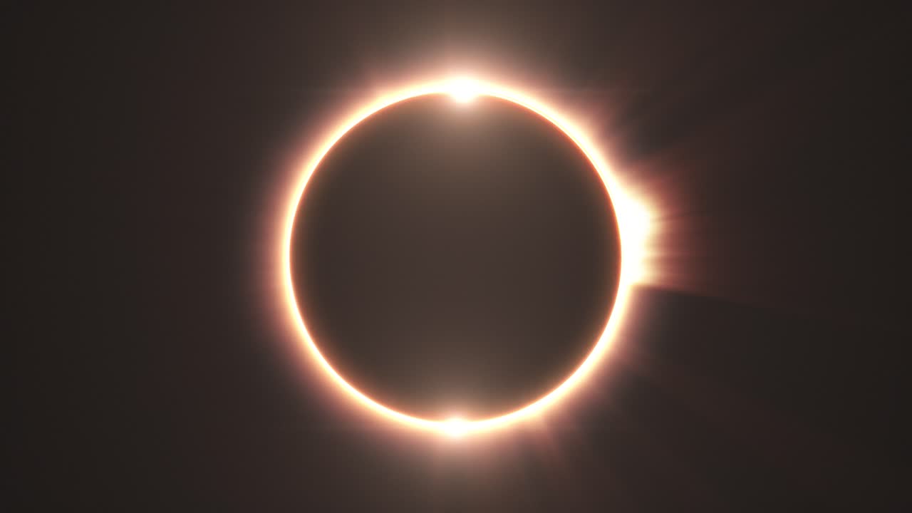 Solar Eclipse, ring of fire formed between sun behind the moon