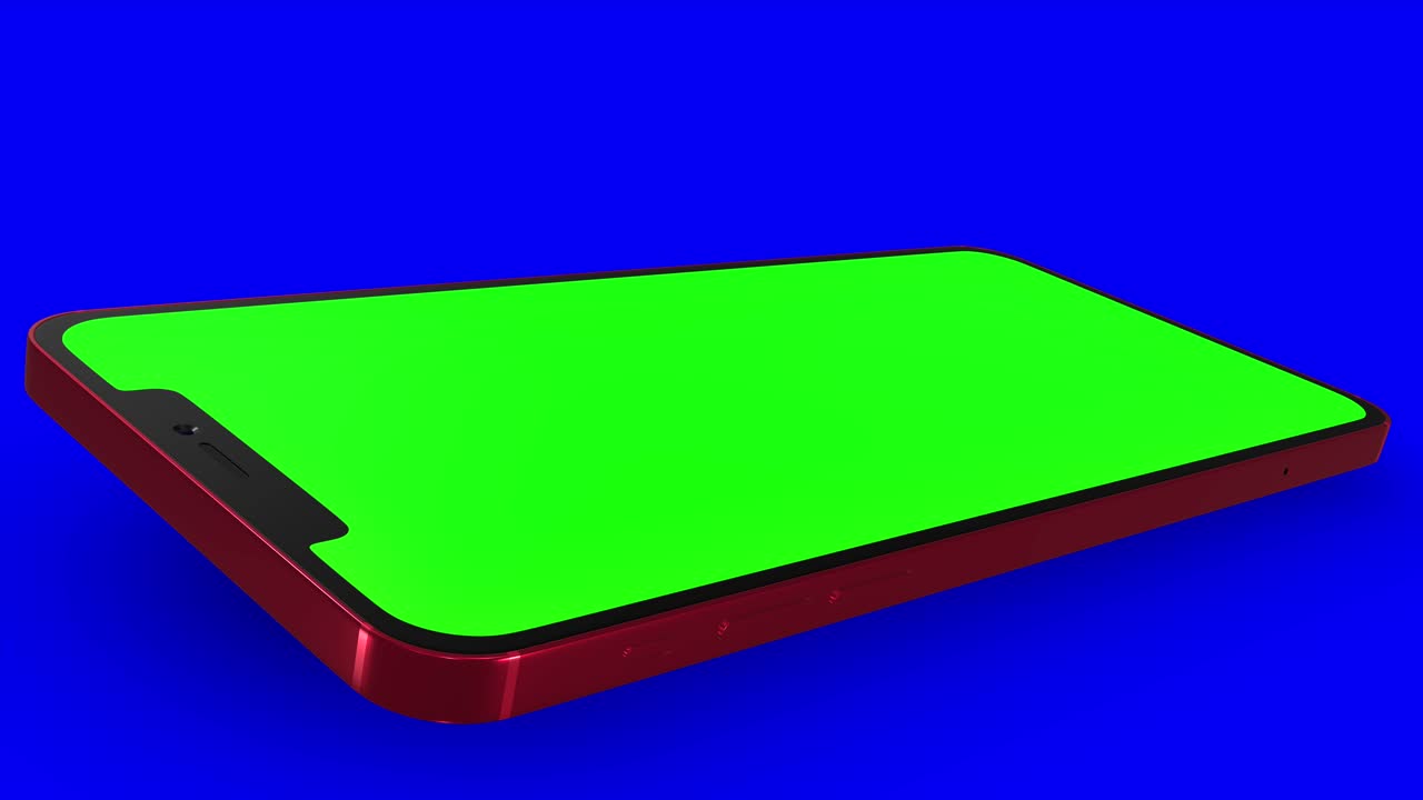 Green screen smartphone on blue background, perfect for video overlays