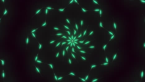 mesmerizing circular pattern of glowing green lines on black background