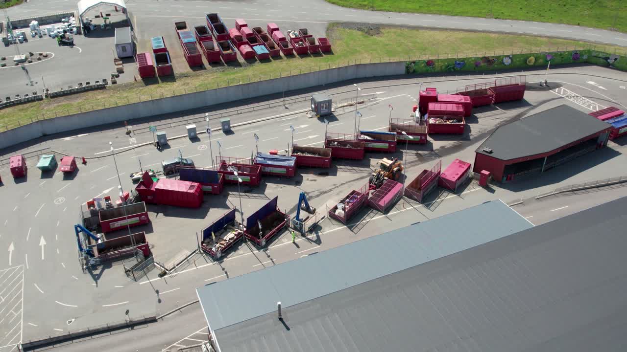 Recycling center in Molndal seen from above on a sunny day