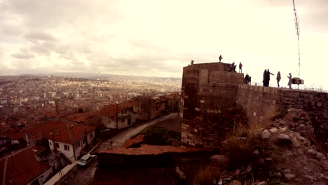citadel hisar view on ankara tourists walk on walls