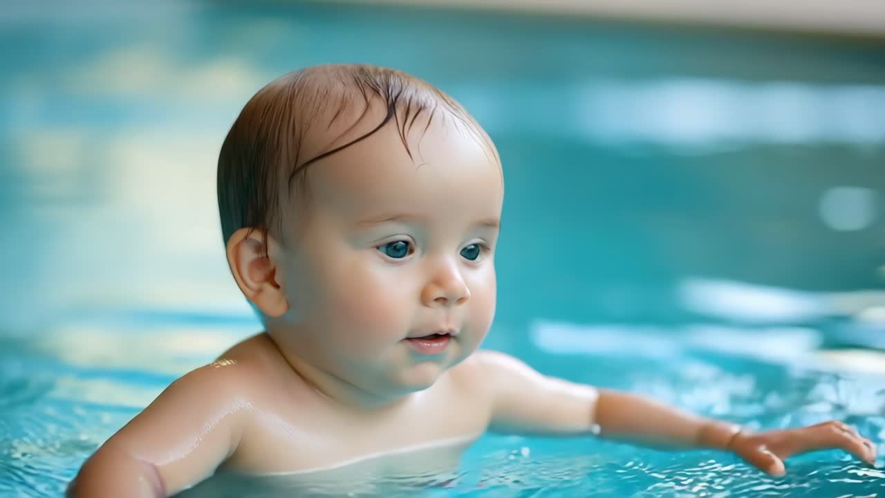 Baby Swimming in a Pool