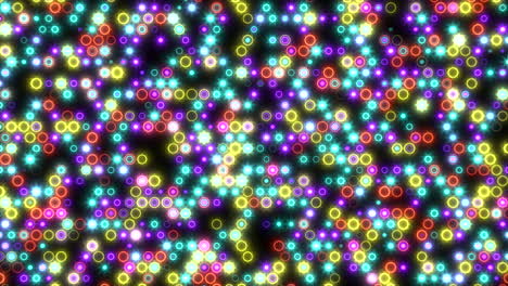 neon rainbow digital rings and circles on black screen