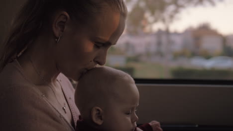 car journey of mother with lovely baby daughter