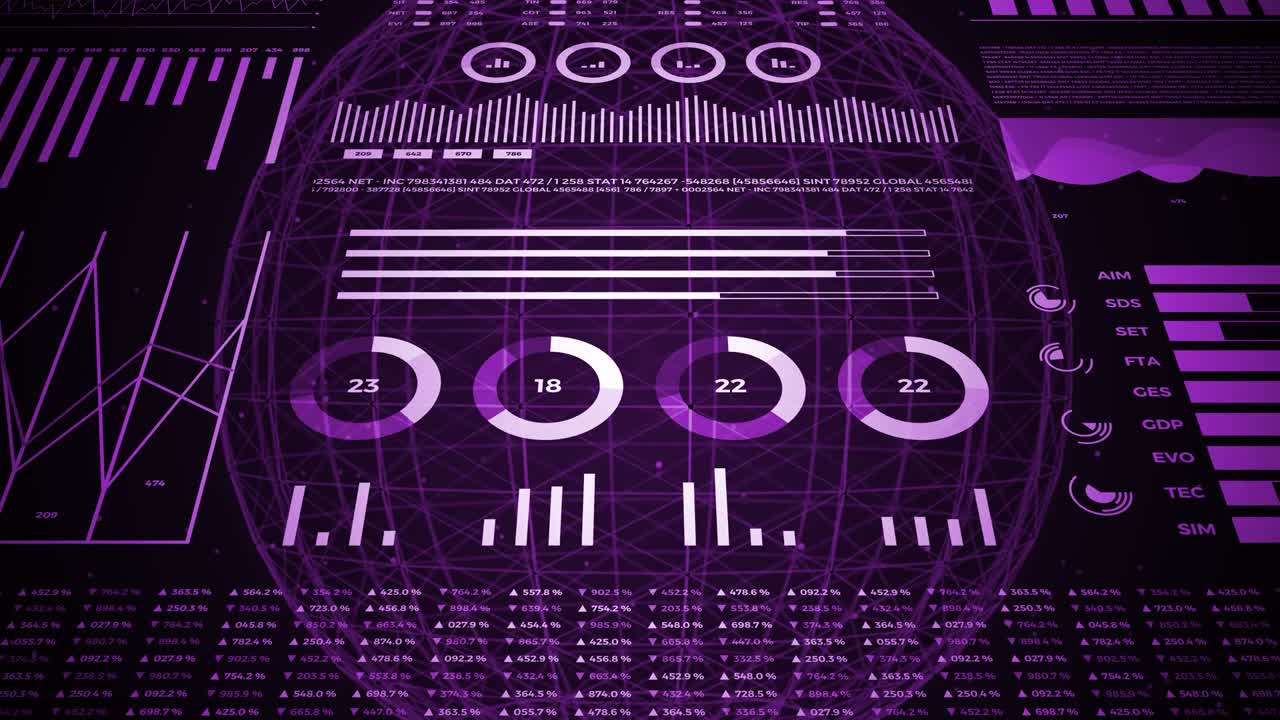 datos y estadísticas de informes, animación con diagramas gráficos.