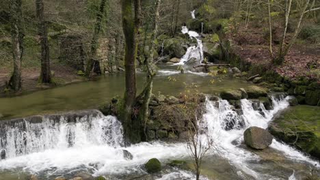 Cascading-Stream-Through-Wooded-Area---aerial