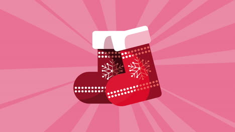 animación de feliz navidad con calcetines de papá noel