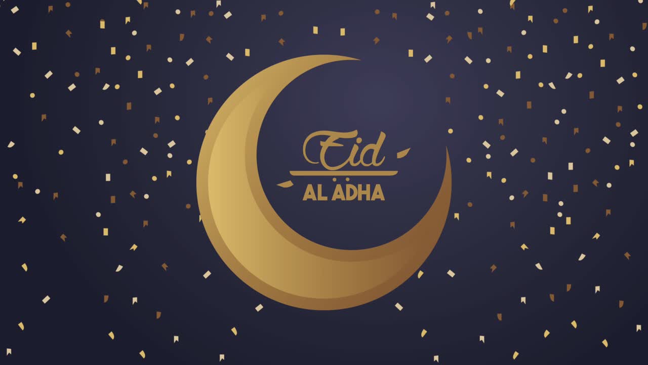 eid aladha lettere d'oro con luna crescente