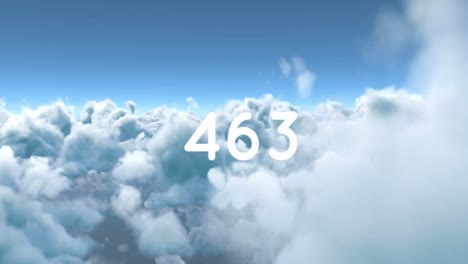 animation of counting numbers over clouds