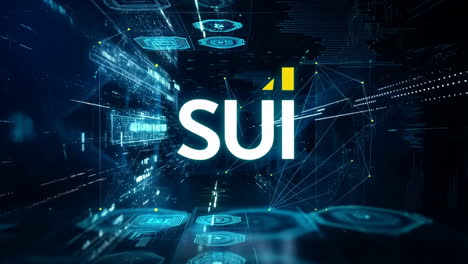 sui blockchain technology abstract background