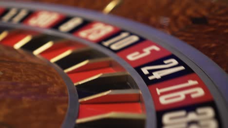 roulette in casino spinning, extreme closeup view of numbers with no ball