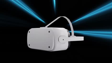 animación de auriculares vr sobre rastros de luz de transferencia de datos