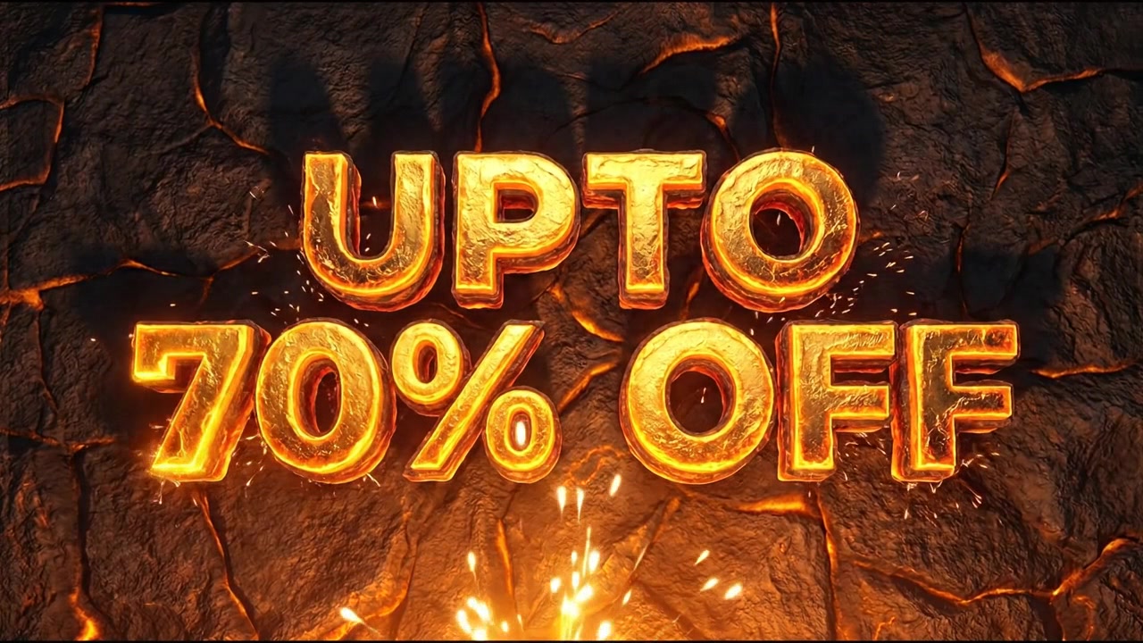 Up To 70 Percent Off Promotional Text Animation With Bold Typography and Discount Design