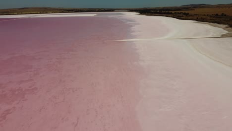 Aerial-drone-landscape-pan-view-scenery-pink-salt-lake-in-Adelaide-Port-Augusta-travel-tourism-South-Australia-4K-Bumbunga-Lochiel