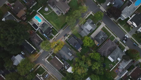 aerial view or homes in a suburban section of binghamton, new york. shot on a summer morning.