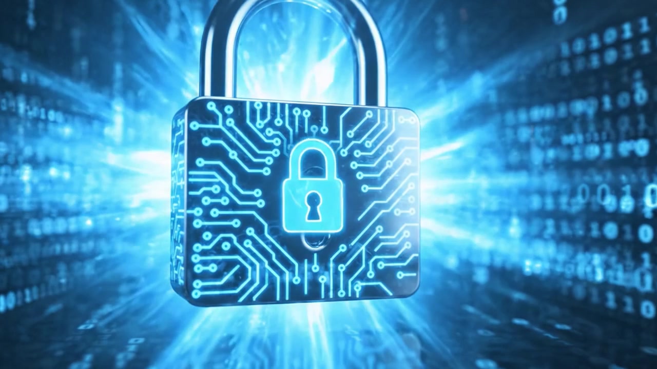 Exploring the Digital Security Landscape: A High-Tech Padlock Symbolizing Cyber Protection in a World of Binary Code and Data Encryption