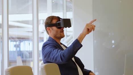 businessman using virtual reality headset 4k