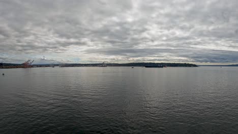 time-lapse of various size ships and boats going into and out of seattle ports