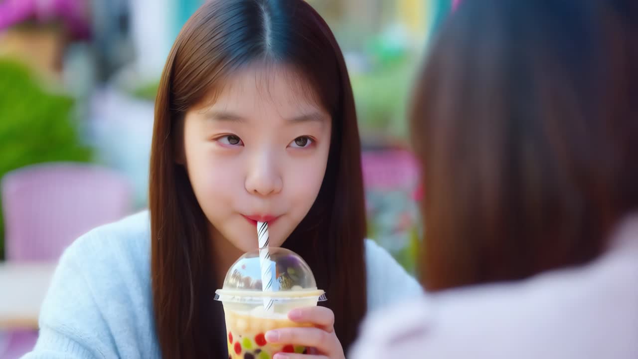 Gadis Muda Menikmati Bubble Tea