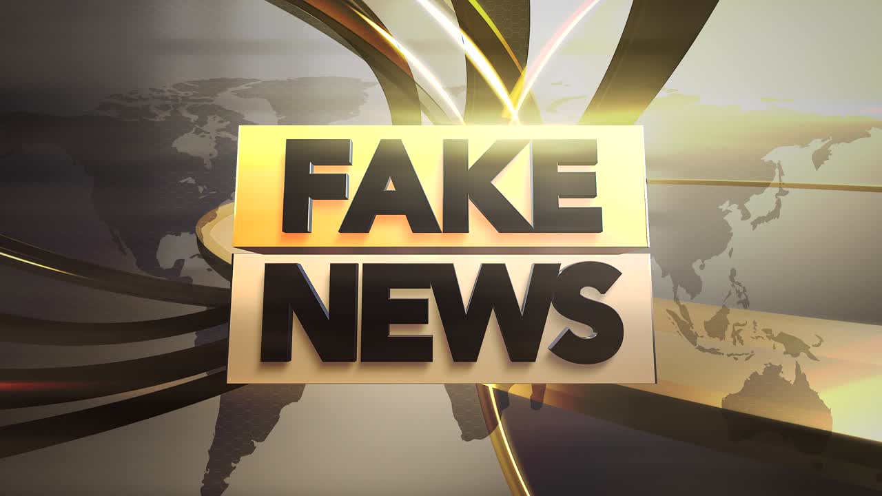 noticias falsas con líneas doradas y mapa global